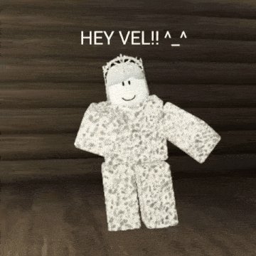 a cartoon character with a crown on his head is standing on a wooden floor and says hey vel
