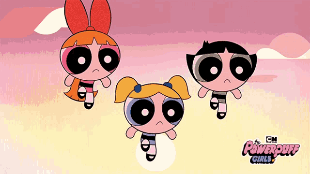 three cartoon characters from the powerpuff girls