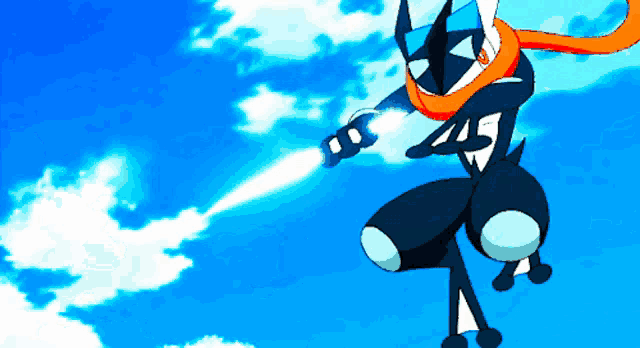 a cartoon character is flying through the air with a scarf around his neck