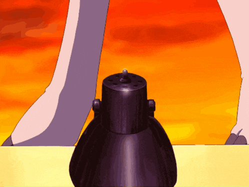 a cartoon of a person standing next to a black object