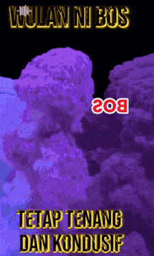 a poster that says wulan ni bos with purple clouds in the background