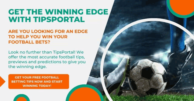 an advertisement for tipsportal with a picture of a soccer ball in the foreground