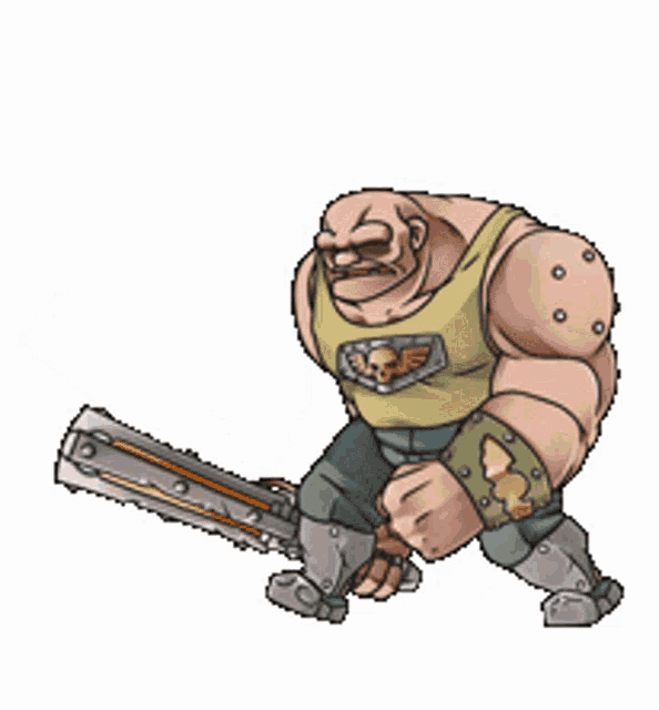 a pixel art of a man holding a sword