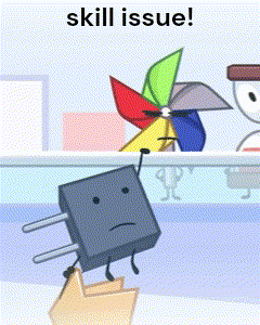 a cartoon character is holding a piece of paper with the words skill issue written above it