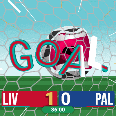 an illustration of a soccer game with the score liv 1 0 pal