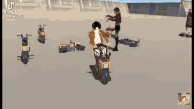 a man is riding a small motorcycle on a sandy field .