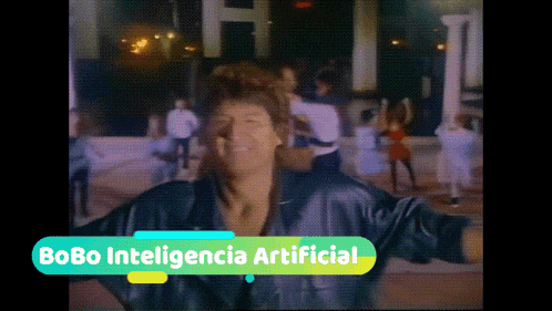 a video of a woman dancing with the words " bobo inteligencia artificial " above her