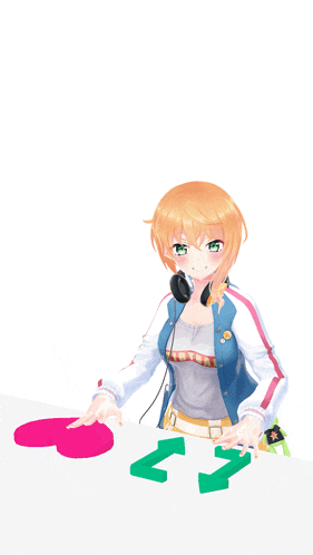 a girl wearing headphones and a shirt that says ' i love you ' on it