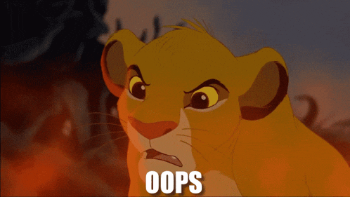 simba from the lion king looks surprised and says " oops "