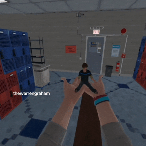 a person playing a video game with the name thewarrengraham at the bottom of the screen