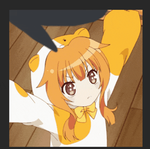 a girl with orange hair is wearing a white and orange cat costume