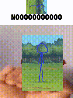 a person holding a picture of a stick figure with the words noo000000 on top of it