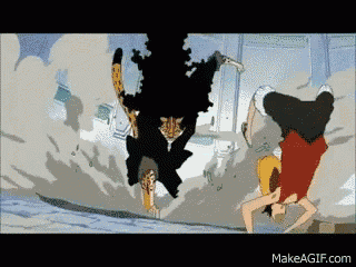 monkey d luffy is doing a handstand in front of a cheetah in a cartoon