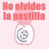 a pink toilet with the words no olvides la pastilla written on it