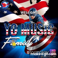 a poster that says welcome yo music family with a picture of captain america