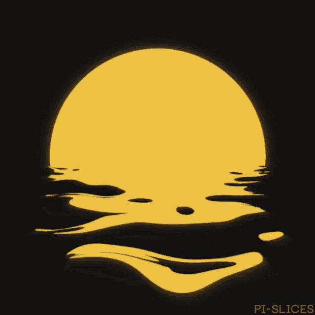 a drawing of a sunset with pi-slices written underneath it