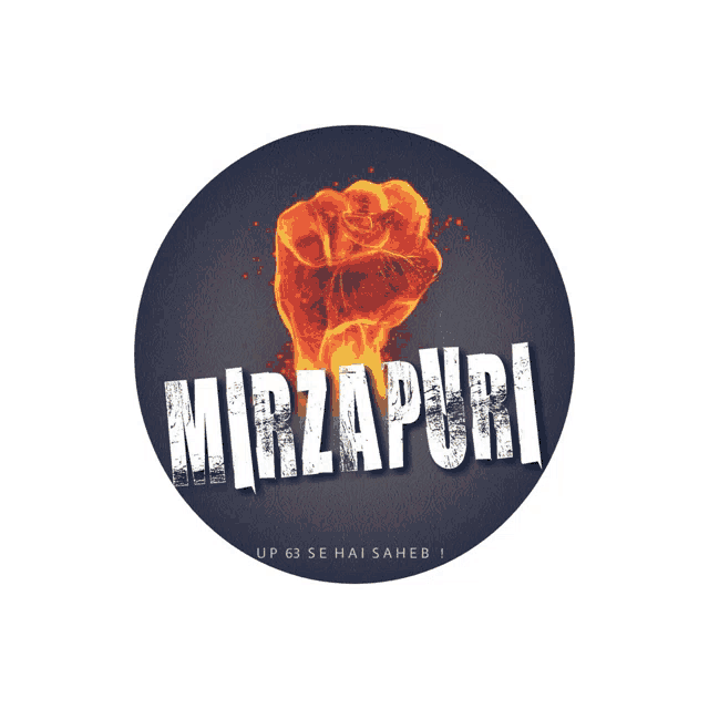 a logo for mirzapuri with a fist on it