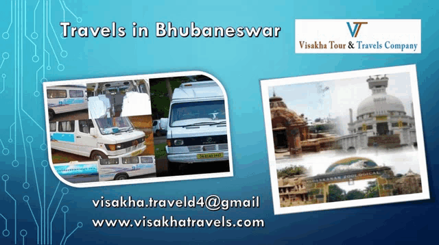 an advertisement for travels in bhubaneswar by visakha tour & travel company