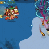 a video game is being played on a computer and a person is standing on a cloud .
