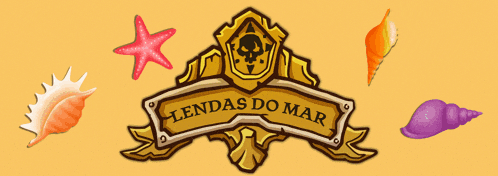 a logo for lendas do mar with seashells and starfish