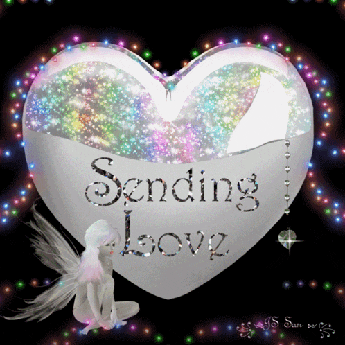 a heart with the words " sending love " on it