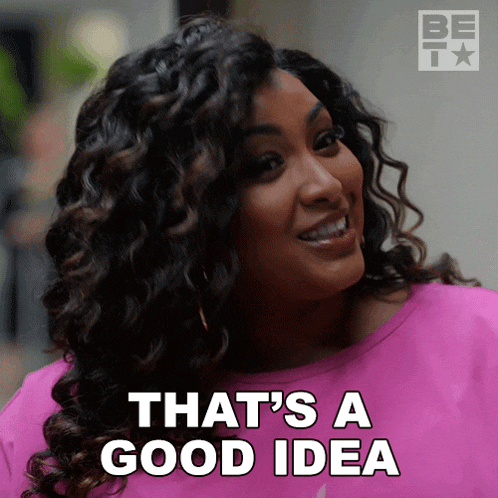 a woman says that 's a good idea while wearing a pink shirt