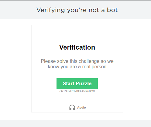 a verification page with a green start puzzle button
