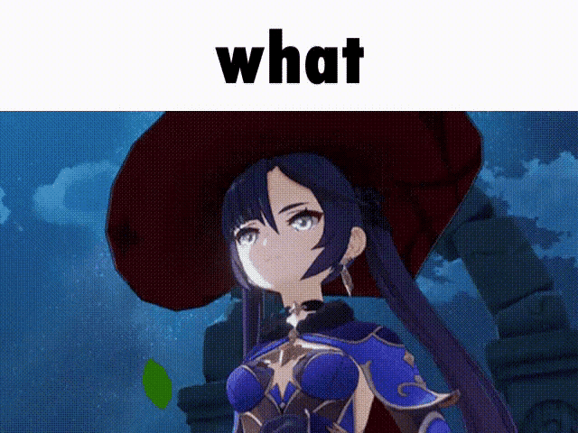 a picture of a girl with a red hat and the word what on the bottom