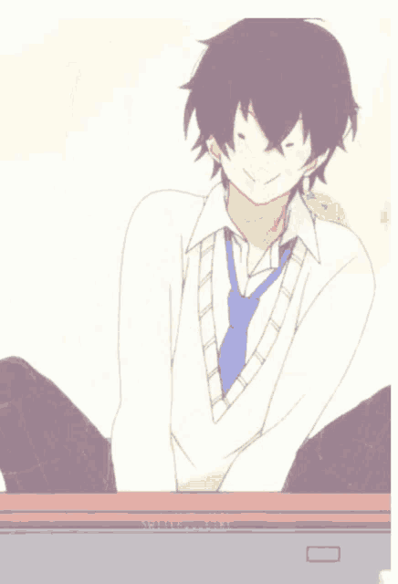 a drawing of a boy wearing a white shirt and tie