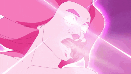 a cartoon drawing of a woman with glowing eyes