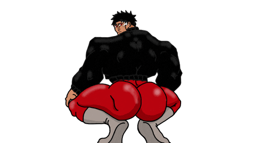 a cartoon drawing of a man with a huge butt