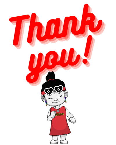 a cartoon girl wearing heart shaped sunglasses stands in front of a thank you sign