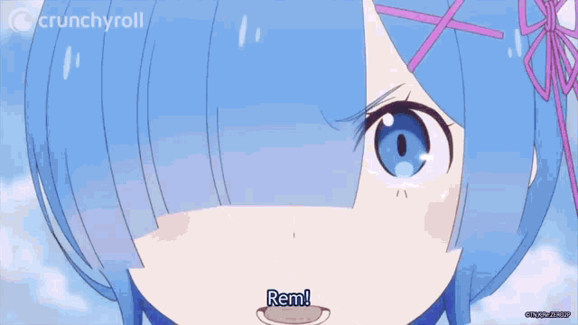 a close up of a person 's face with a crunchyroll logo on the bottom