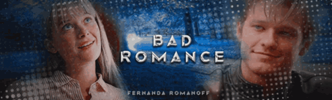 a poster for bad romance features a man and woman