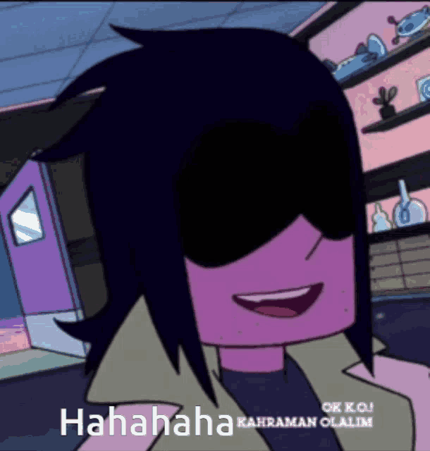 a cartoon character is wearing sunglasses and smiling with the words ' hahahaha ' written below him
