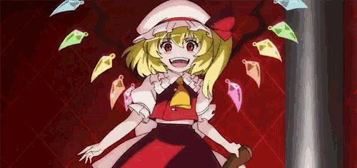a girl in a red dress and white hat is holding a sword .