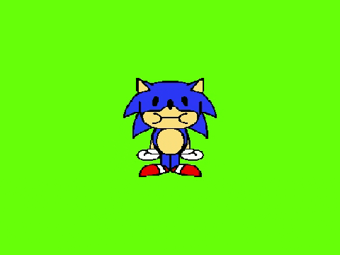 a cartoon drawing of sonic the hedgehog on a green screen