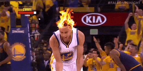 a basketball player with a fireball coming out of his head .