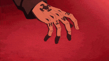 a person 's hand with a tattoo on it that says " haja "
