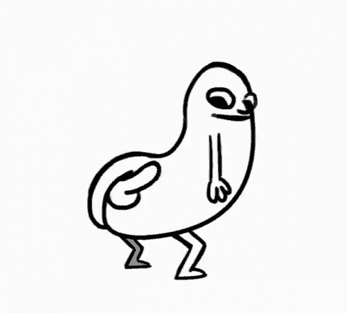 a black and white drawing of a cartoon character with legs and a fork .