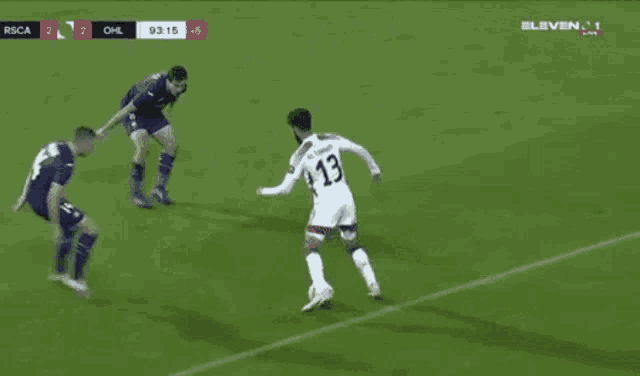 a soccer game is being played between rsca and chl