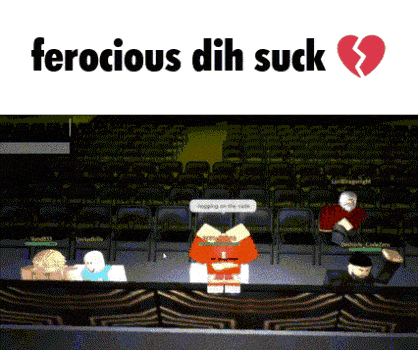 a screenshot of a video game with a broken heart and the words ferocious dh suck