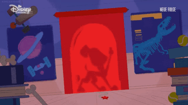 a disney animated cartoon shows a shadow of mickey mouse