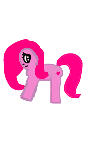 a drawing of a pink pony with a heart on its tail