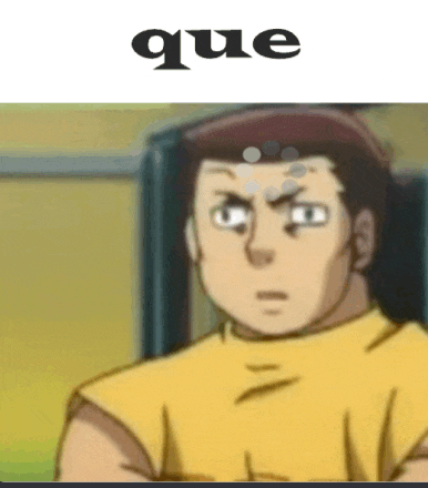 a man in a yellow shirt with the word que on the bottom