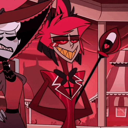 a cartoon character with red hair and big teeth
