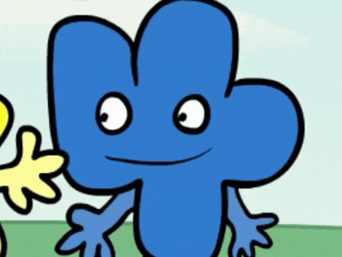 a cartoon drawing of a blue number four