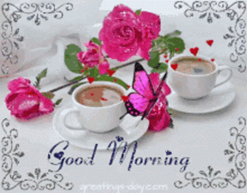 Good Morning Coffee GIF - Good Morning Coffee Butterflies GIFs