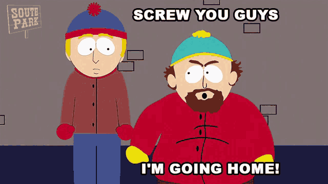 two cartoon characters from south park are standing next to each other