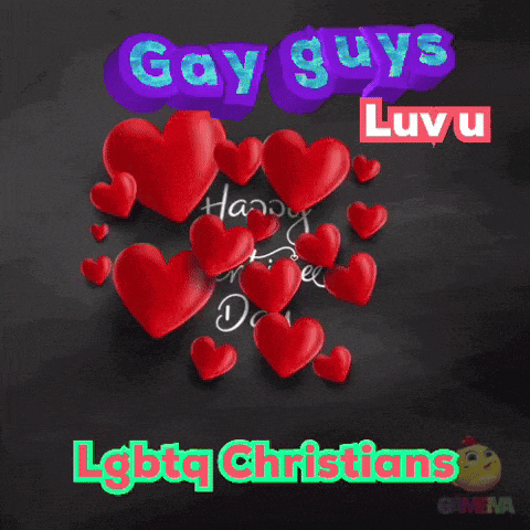 a valentine 's day card with red hearts and the words gay guys luvu
